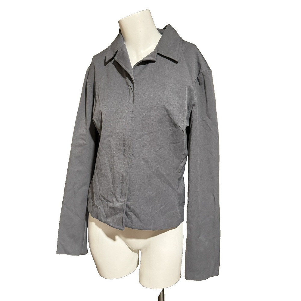 Express World Brand Stretch Gray Zip Elbow Patch Crop Jacket Youth Girls 13/14